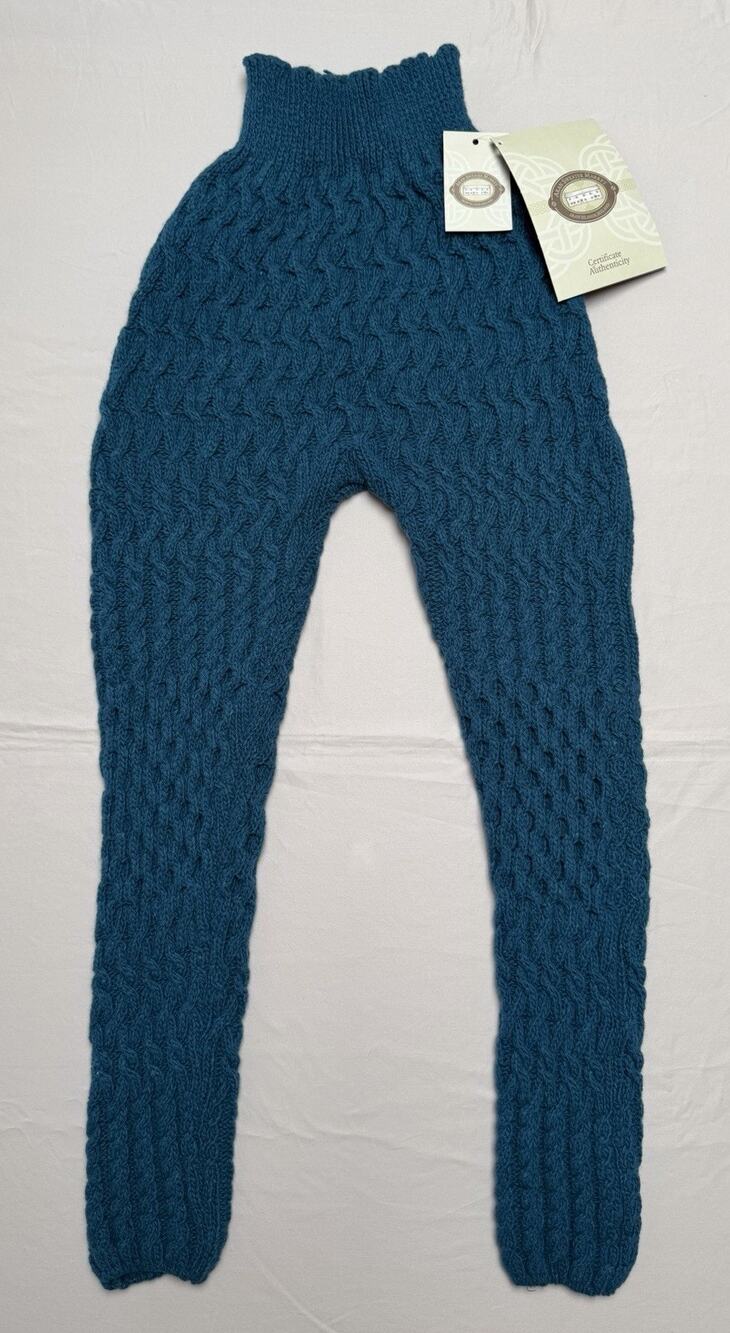 Aran Sweater Market Teal Cable Knit Wool Cashmere Leggings Women’s Size Med NWT